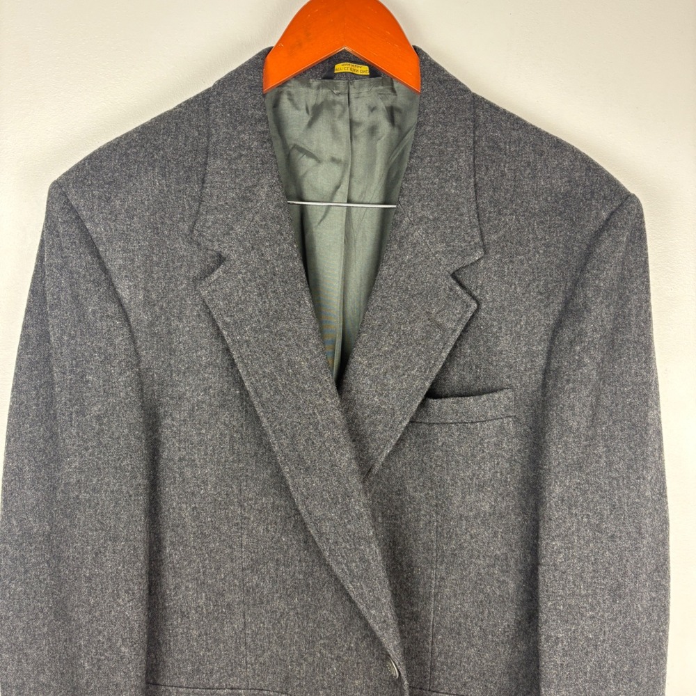 Vintage Summit Hill Mens Gray Pure Wool Blazer Jacket Button Up Made in USA